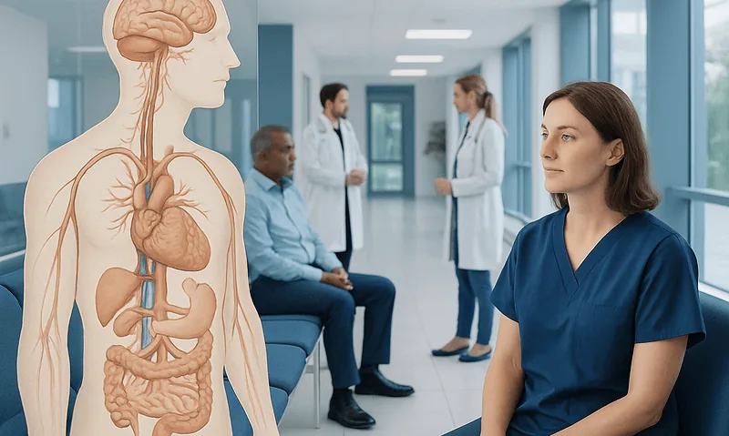 Medical consultation on vagus nerve with healthcare professionals and patient.