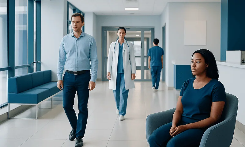 I Can Smell Myself Through My Pants: What Patients Need to Know 14 Medical professionals and patient in hospital corridor at Acibadem Hospitals Group.