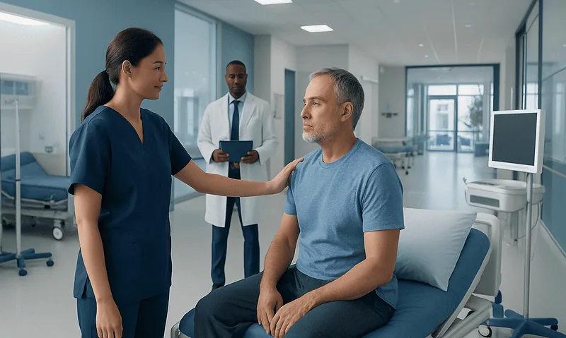 Tlif Surgery: Benefits, Risks, and Recovery — A Complete Guide 8 Doctor consulting with patient in hospital room for Tlif surgery.