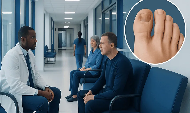 Medical consultation for toenail discoloration at Acibadem Hospital.