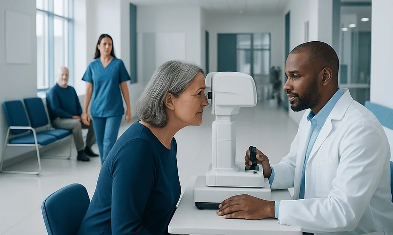 Eye pressure test being performed at Acibadem Hospital.