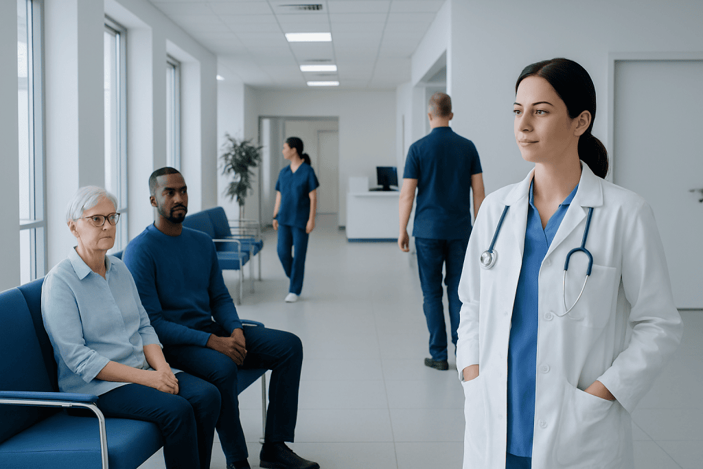 Triglyceride Levels Explained: Reference Ranges and What Affects Them 1 Healthcare professionals and patients in a modern hospital corridor.