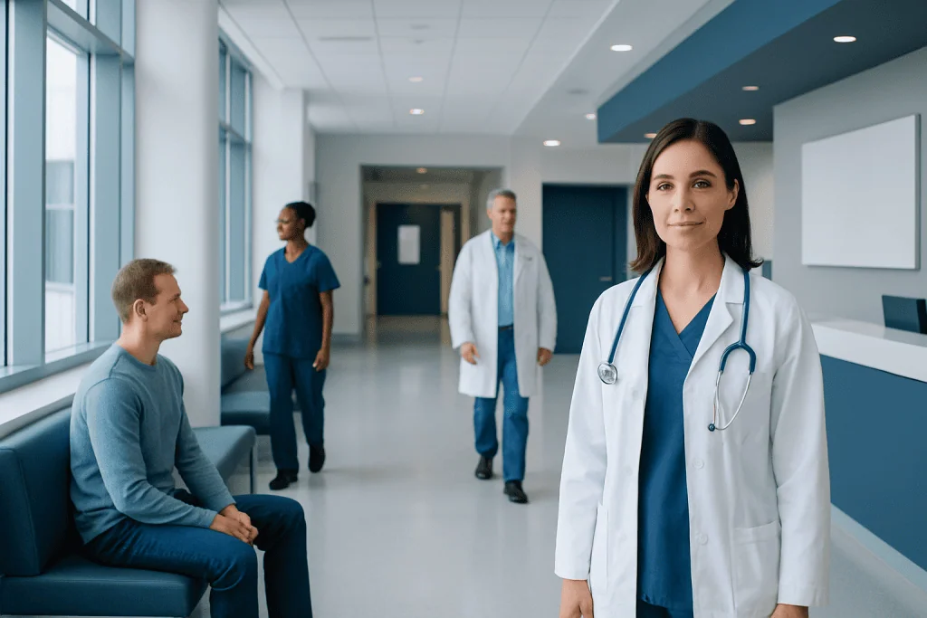 Turkey Ground Beef Nutrition: What the Clinical Research Actually Says 1 Healthcare professionals and a patient in a modern hospital corridor.