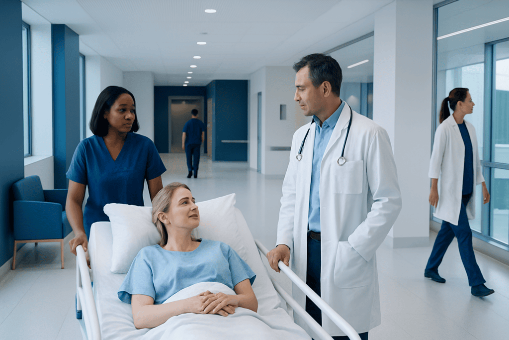Ulcer Treatment: Diagnosis, Outlook, and Modern Treatment Approaches 1 Hospital staff consulting with a patient in a modern medical facility.