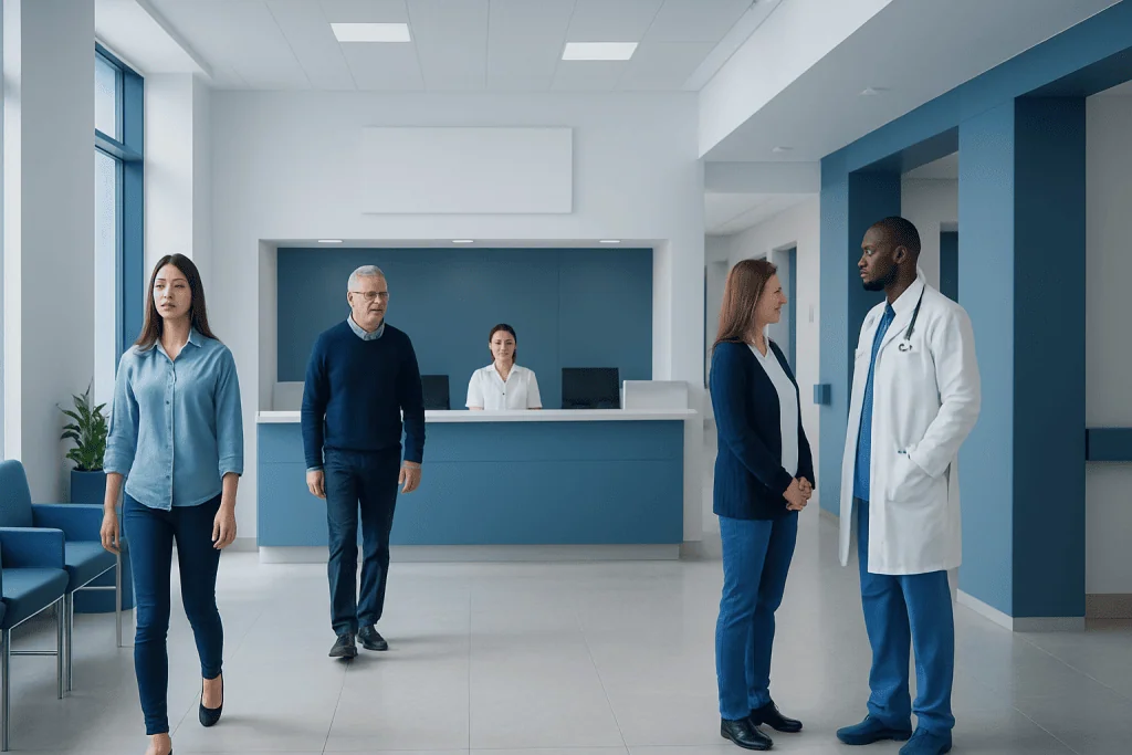 Vanilla: A Complete Medical Overview 1 Medical staff and patients in a modern hospital corridor at Acibadem Hospitals Group.