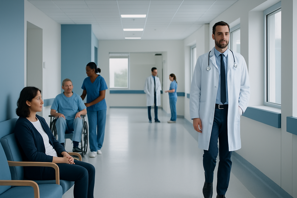 Waking Up at 3am — Explained by Medical Evidence, Not Myths 1 Medical team in hospital corridor with patients and doctors.