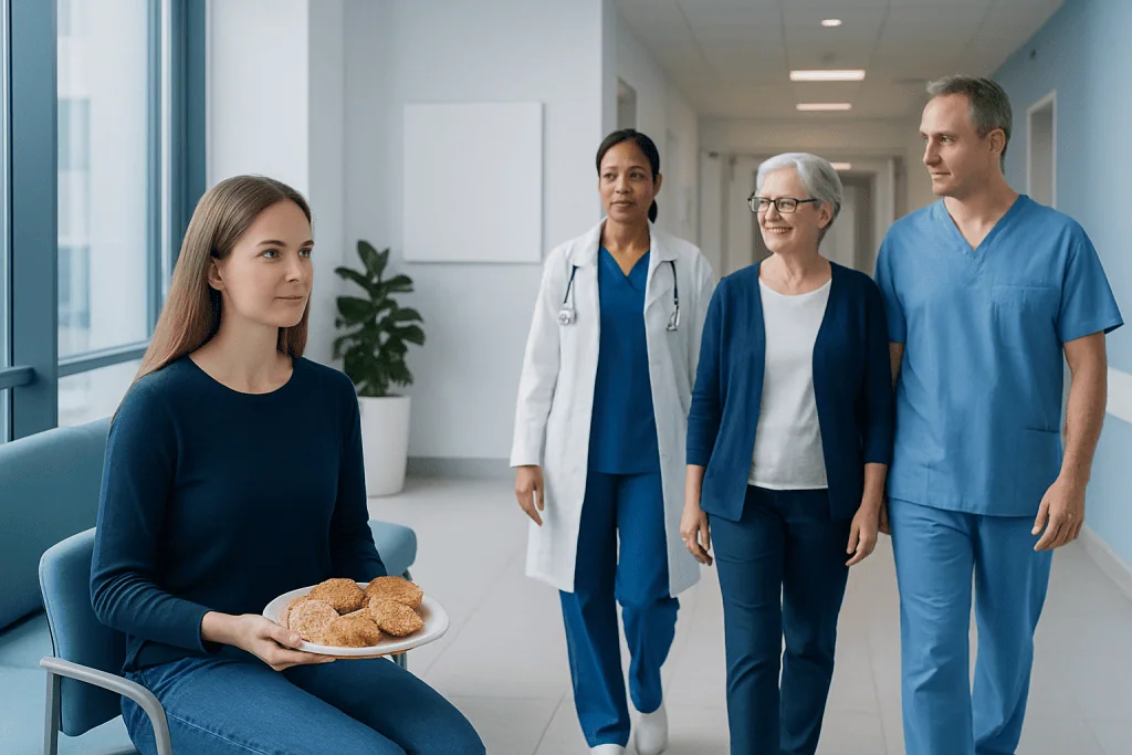 Whole Grains: A Complete Medical Overview 1 Patient with cookies in hospital corridor with medical staff nearby.