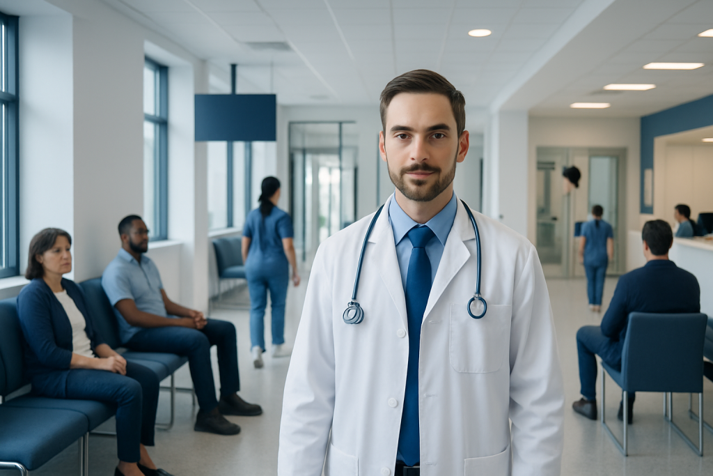 Worm Inside Eyeball: What Patients Need to Know 1 Healthcare professional in hospital waiting area with patients and staff.