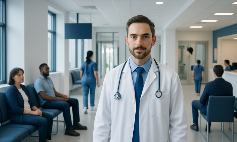 Worm Inside Eyeball: What Patients Need to Know 6 Healthcare professional in hospital waiting area with patients and staff.