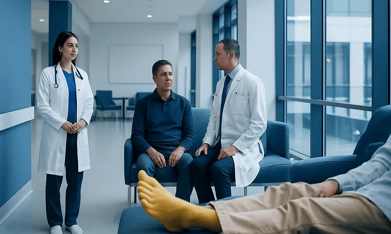 Medical consultation at Acibadem Hospital with doctors and patient.