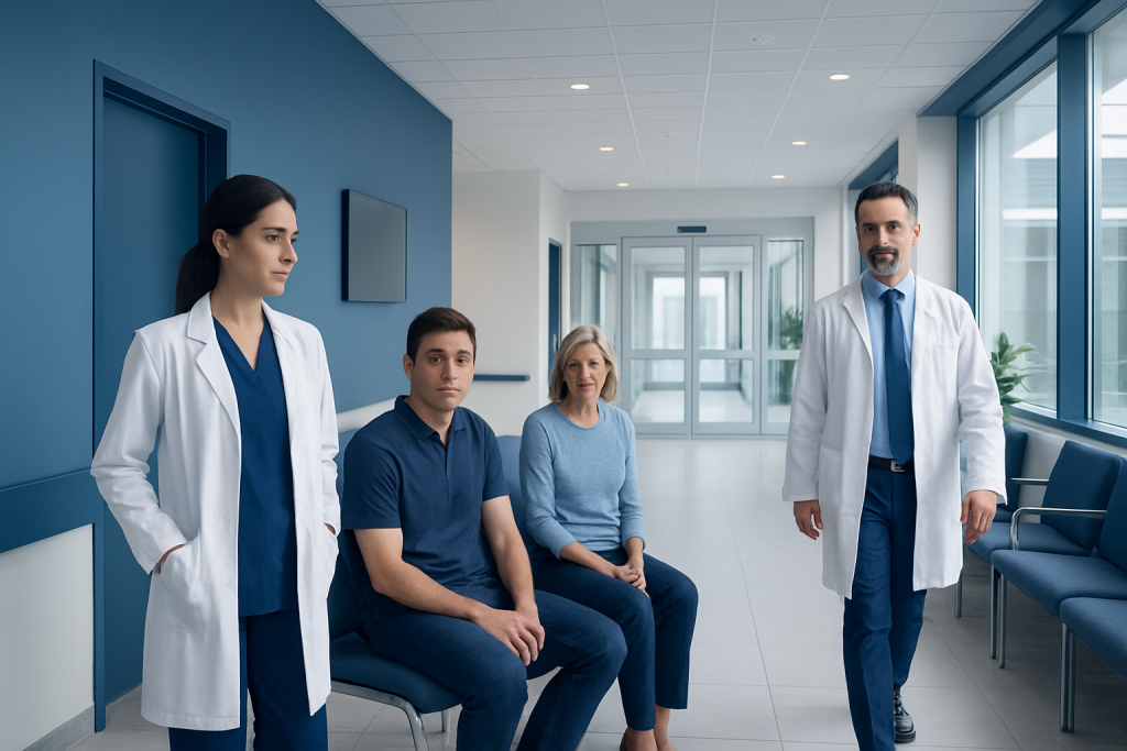 Zyn Side Effects: What It Treats, How It Works, and What to Watch For 1 Medical team at Acibadem Hospitals Group with patients in a modern corridor.