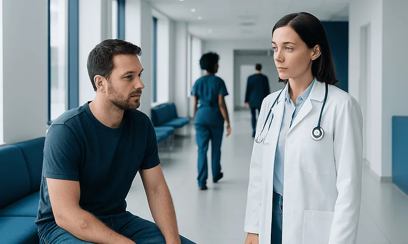 Antibiotics for Boils: A Doctor-Reviewed Guide to Uses and Safety 7 Doctor consulting a patient in hospital corridor.