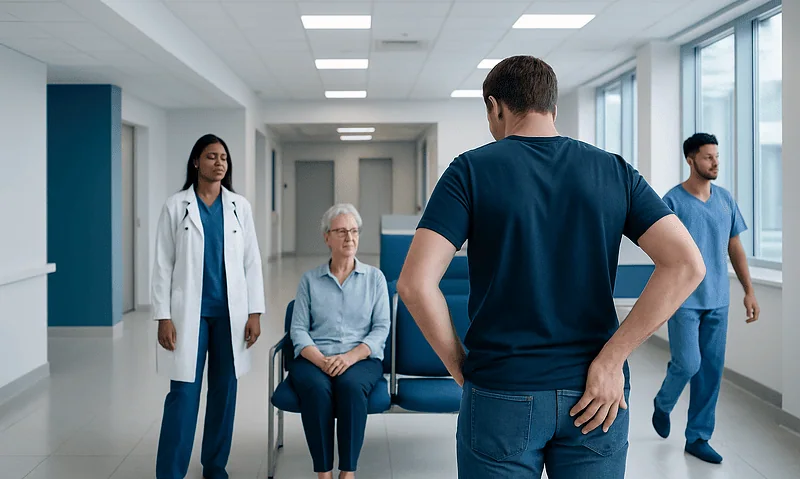 Why Does My Butt Itch? Here Is What the Evidence Says 9 Patient consultation in hospital corridor with medical staff and doctor.