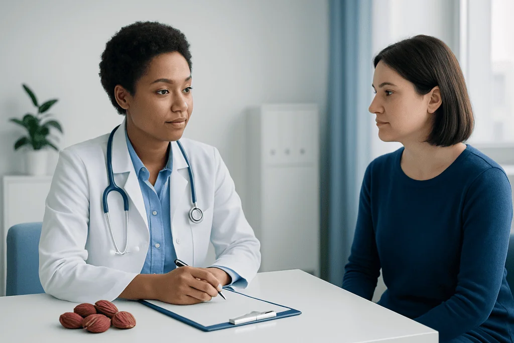 Doctor consulting with a patient in a medical office setting.