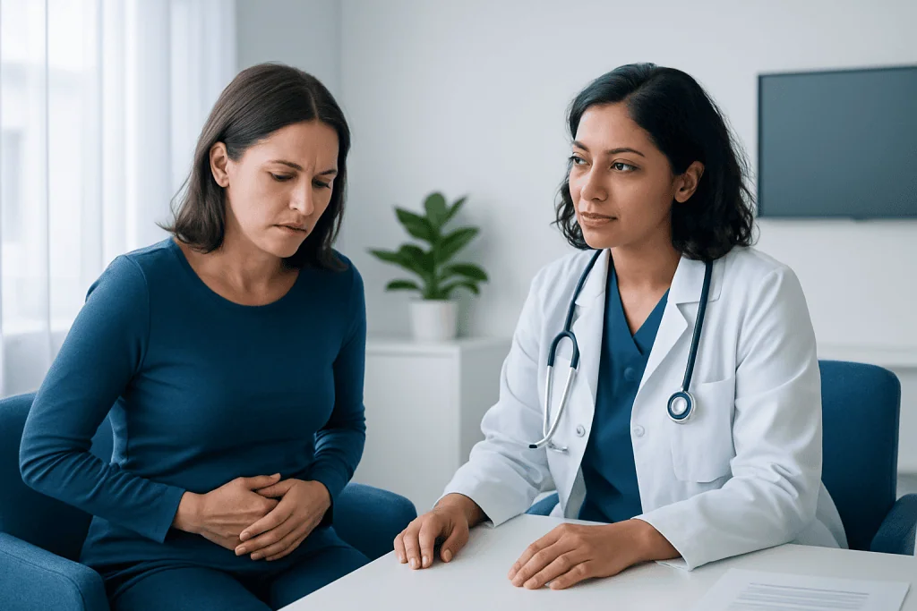 Doctor consulting with a patient in a medical office setting.