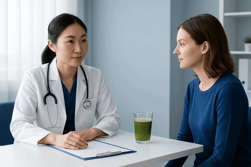 Doctor consulting with a patient in a medical office.