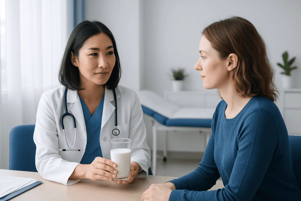Doctor consulting with a patient in a medical office setting.