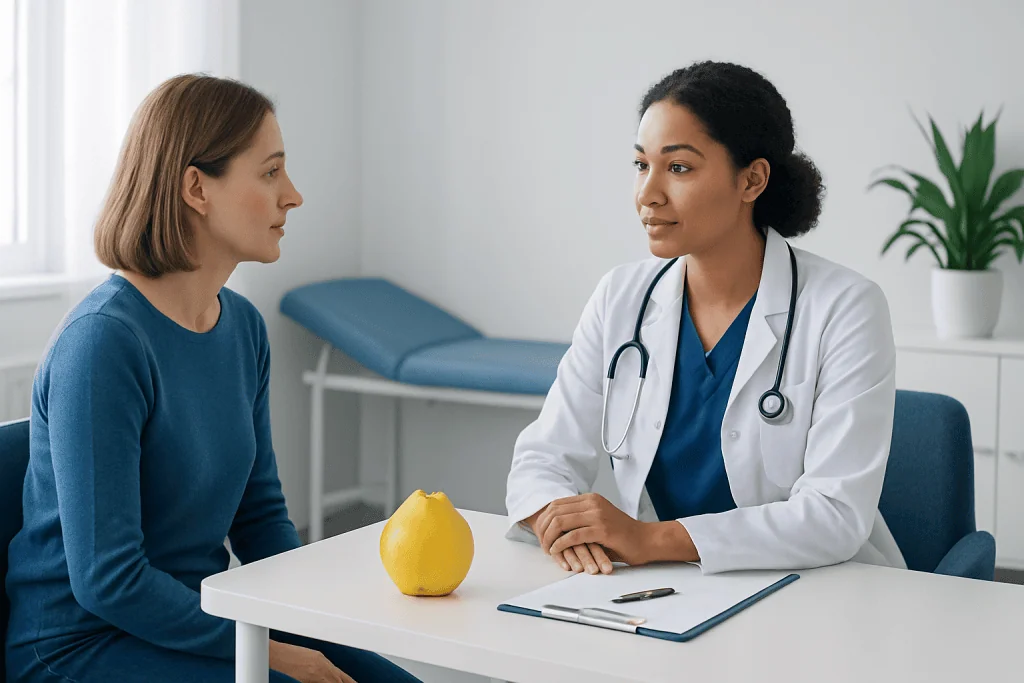 Doctor consulting with a patient in a medical office at Acibadem Hospitals Group.