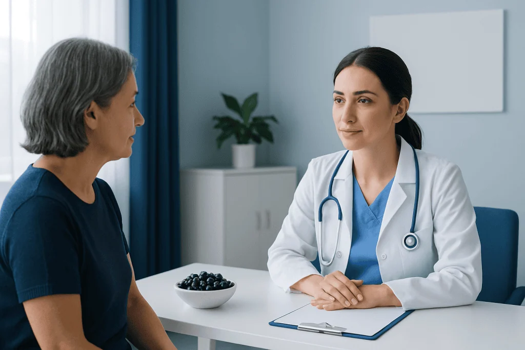 Doctor consulting with a patient in a medical office setting.