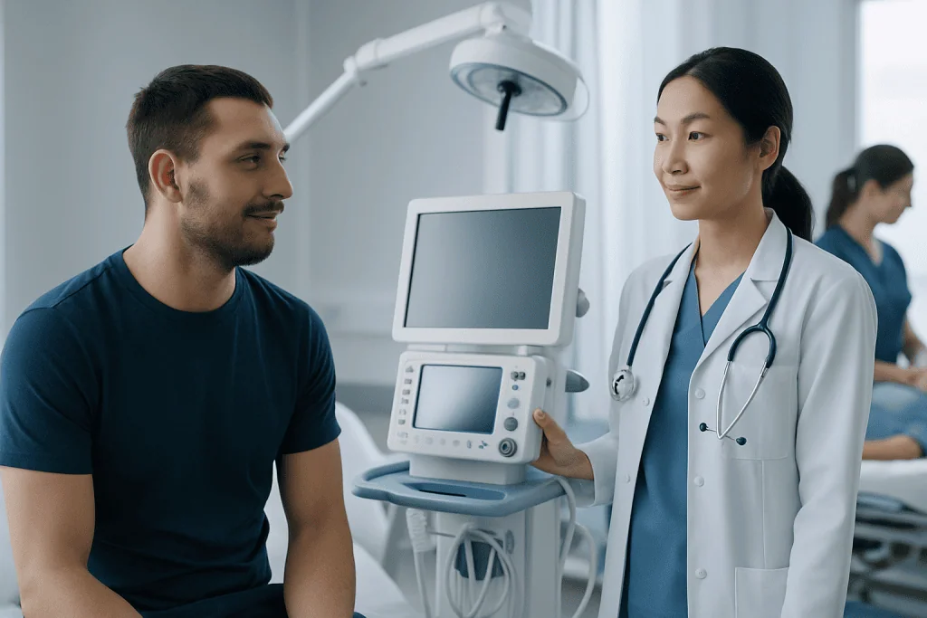 Doctor consulting with patient in hospital setting at Acibadem Hospitals Group.