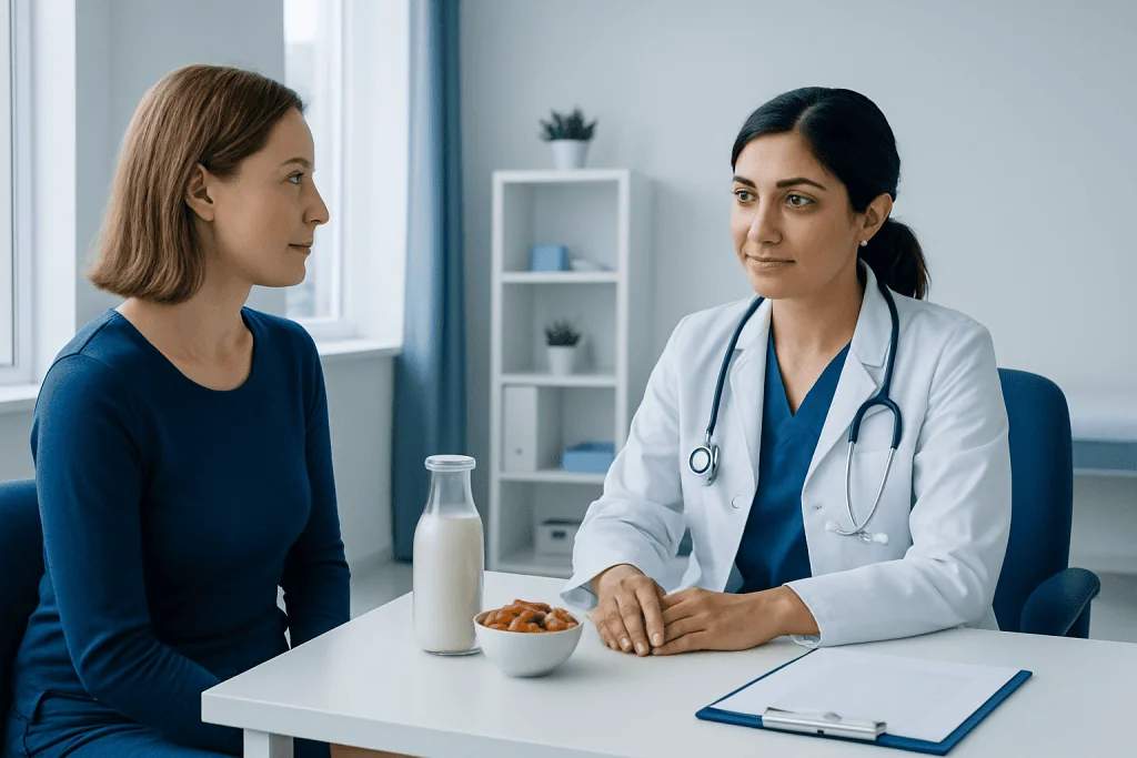 Doctor consulting with a patient in a medical office setting.