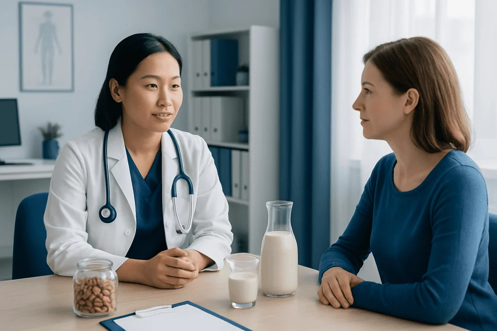 Doctor consulting with a patient in a medical office setting.