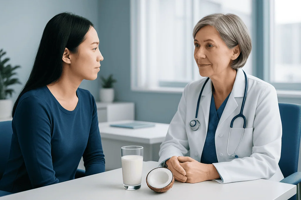 Doctor consulting with a patient in a medical office setting.