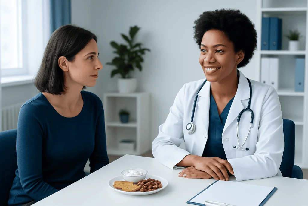Doctor consulting with a patient about nutrition and health.