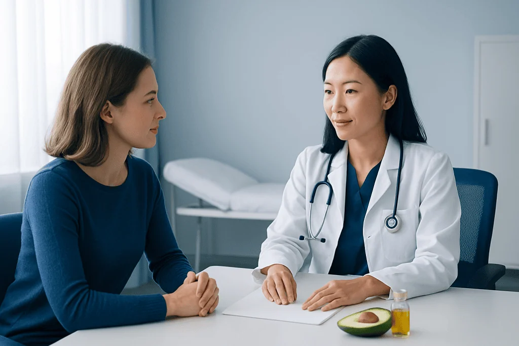 Doctor consulting with a patient in a medical office at Acibadem Hospitals Group.