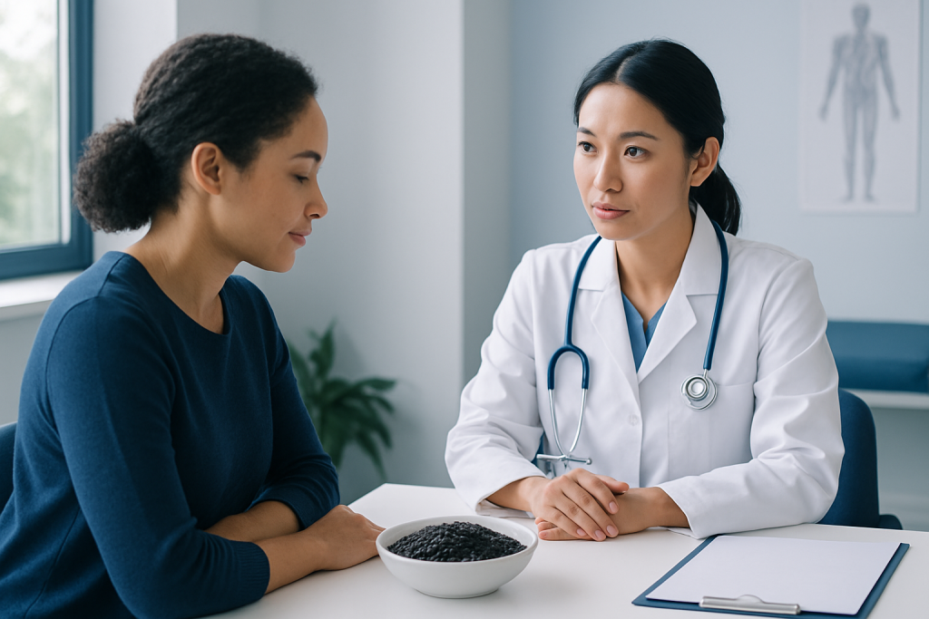 Doctor consulting with patient in a medical office at Acibadem Hospitals Group.