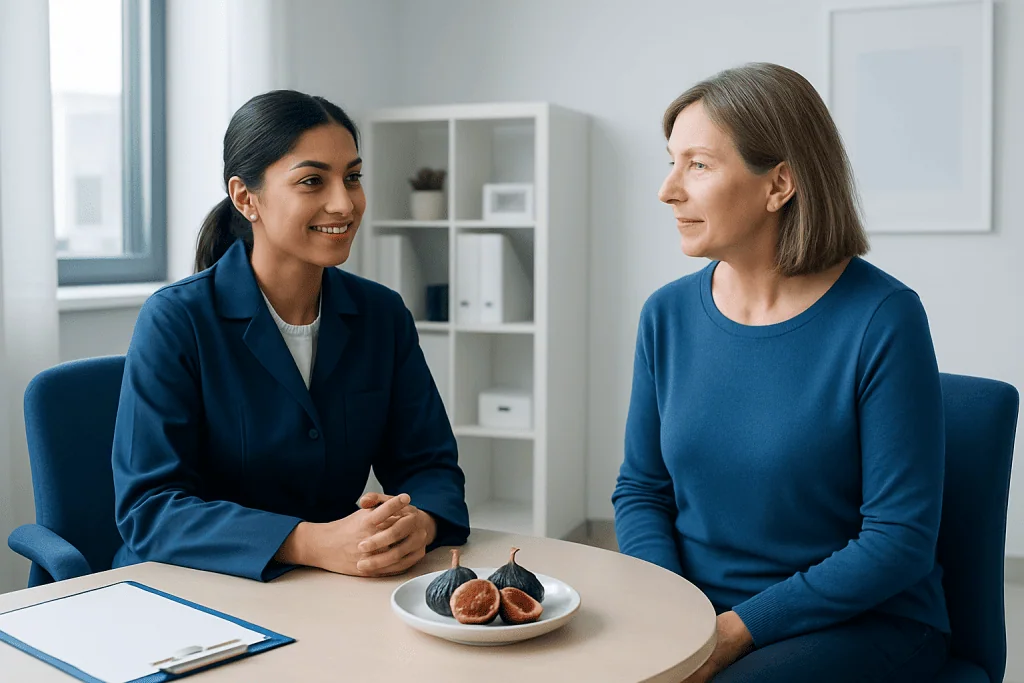 Doctor consulting with a patient in a modern clinic setting.