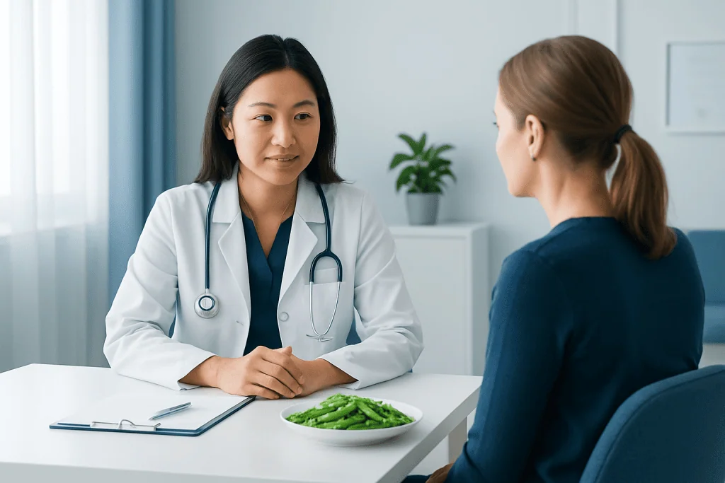 Doctor consulting with a patient in a medical office at Acibadem Hospitals Group.