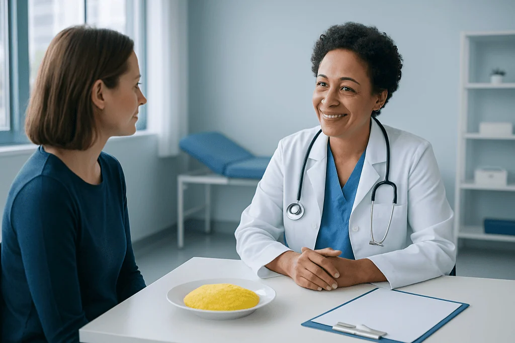 Doctor consulting a patient about healthy eating and nutrition.