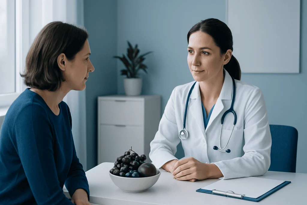 Doctor consulting with a patient in a medical office setting.