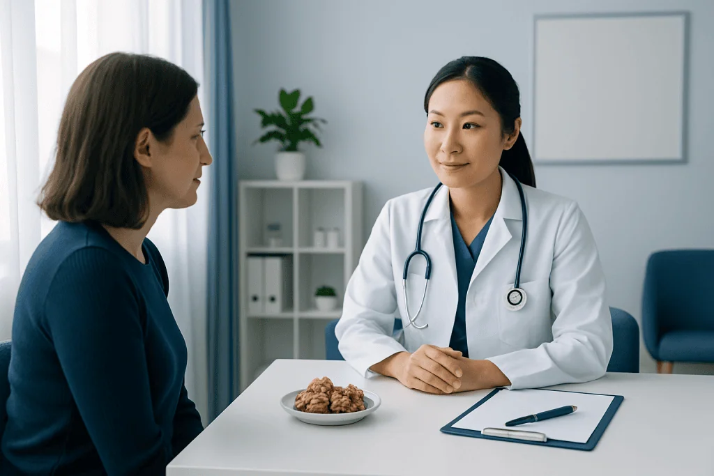 Doctor consulting a patient in a modern medical office at Acibadem Hospitals Group.
