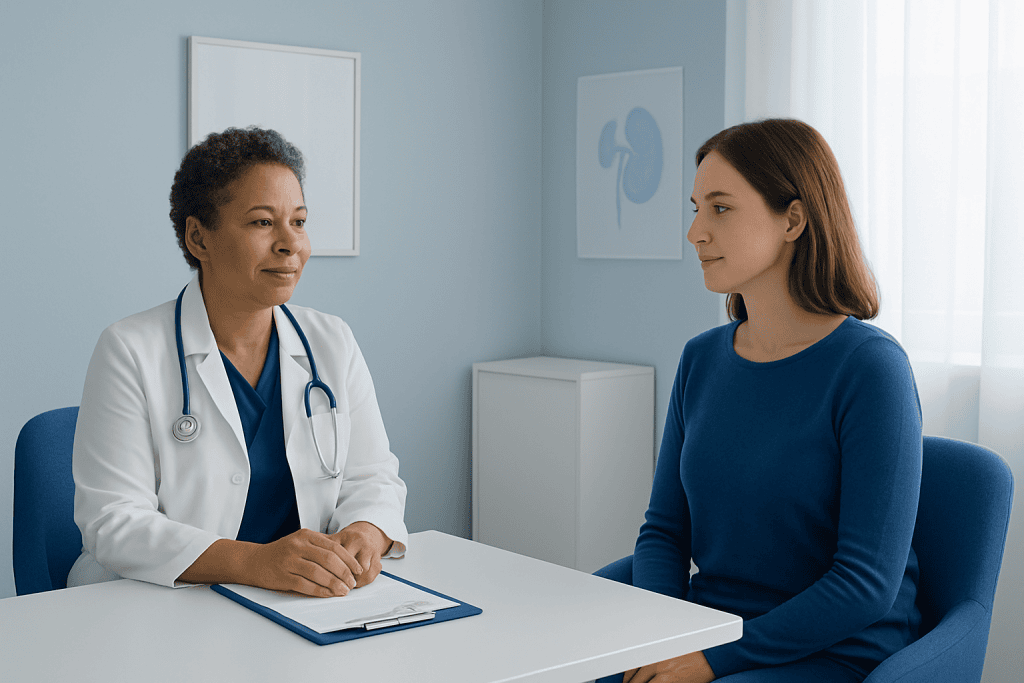 Doctor consulting a patient in a medical office at Acibadem Hospitals Group.