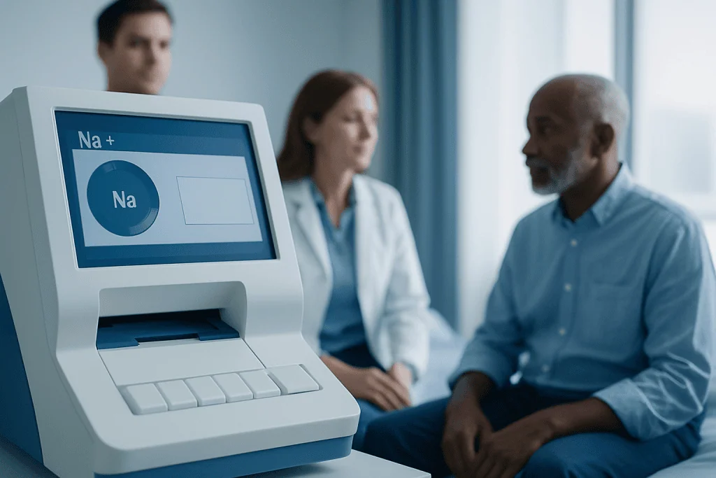 Medical device measuring sodium levels in a clinical setting.