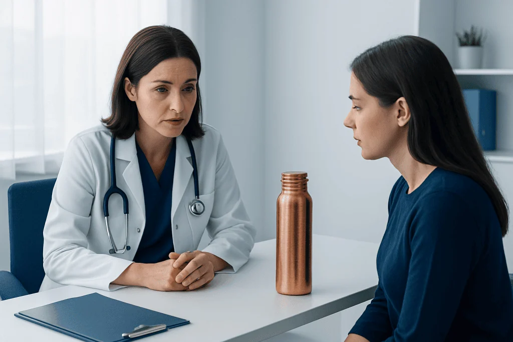 Doctor consulting with a patient in a medical office setting.