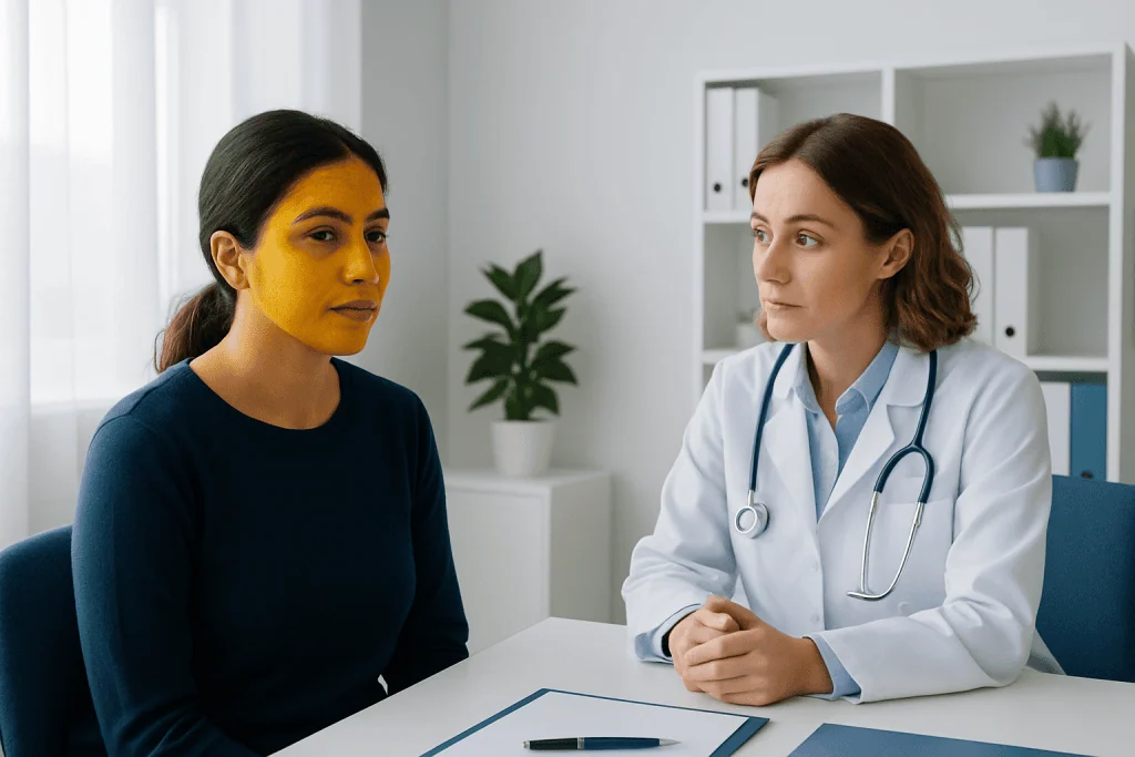 Doctor consulting a patient in a modern medical office.