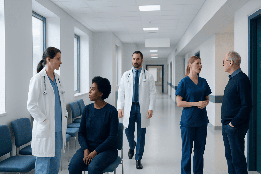 Sativa vs Indica: Key Differences and How Doctors Tell Them Apart 1 Medical team discussing patient care in hospital corridor.