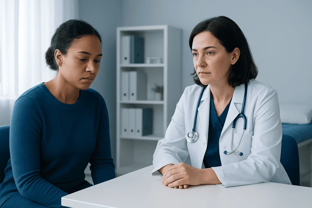 Doctor consulting with a patient in a medical office.