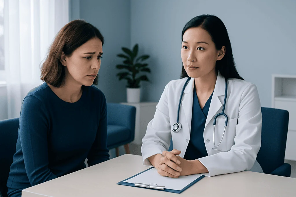 Doctor consulting with a patient in a medical office.
