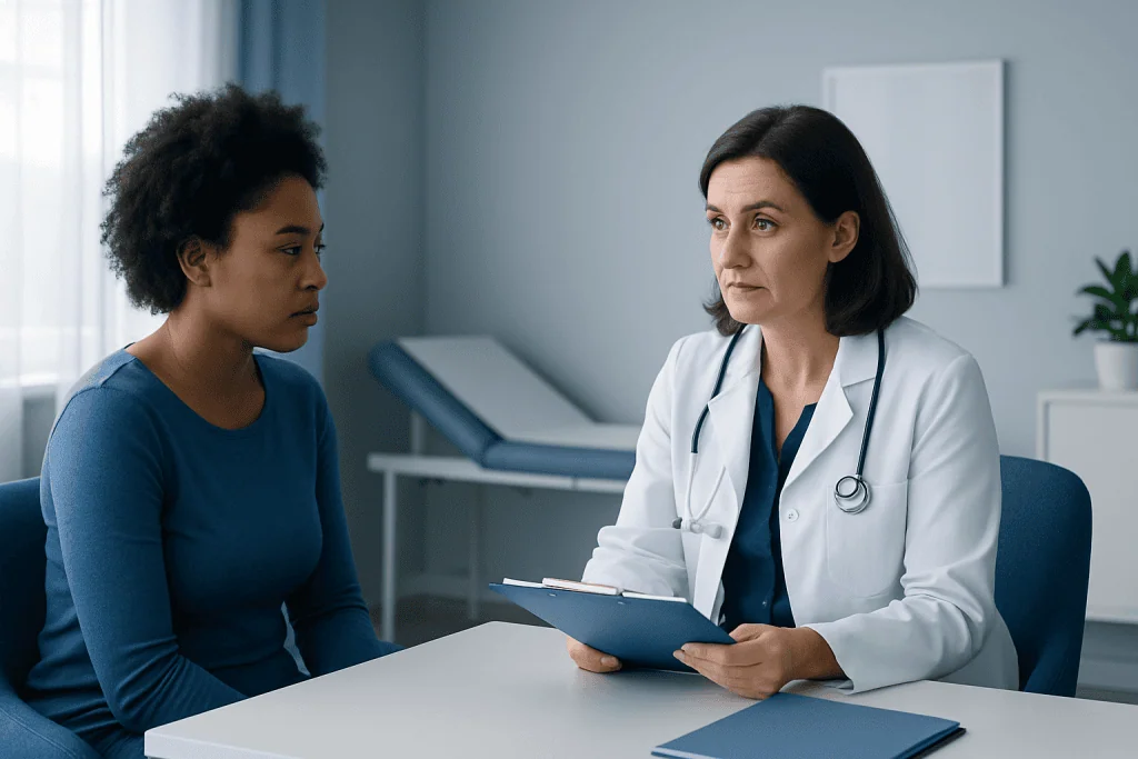 Doctor consulting with a patient in a medical office at Acibadem Hospitals Group.