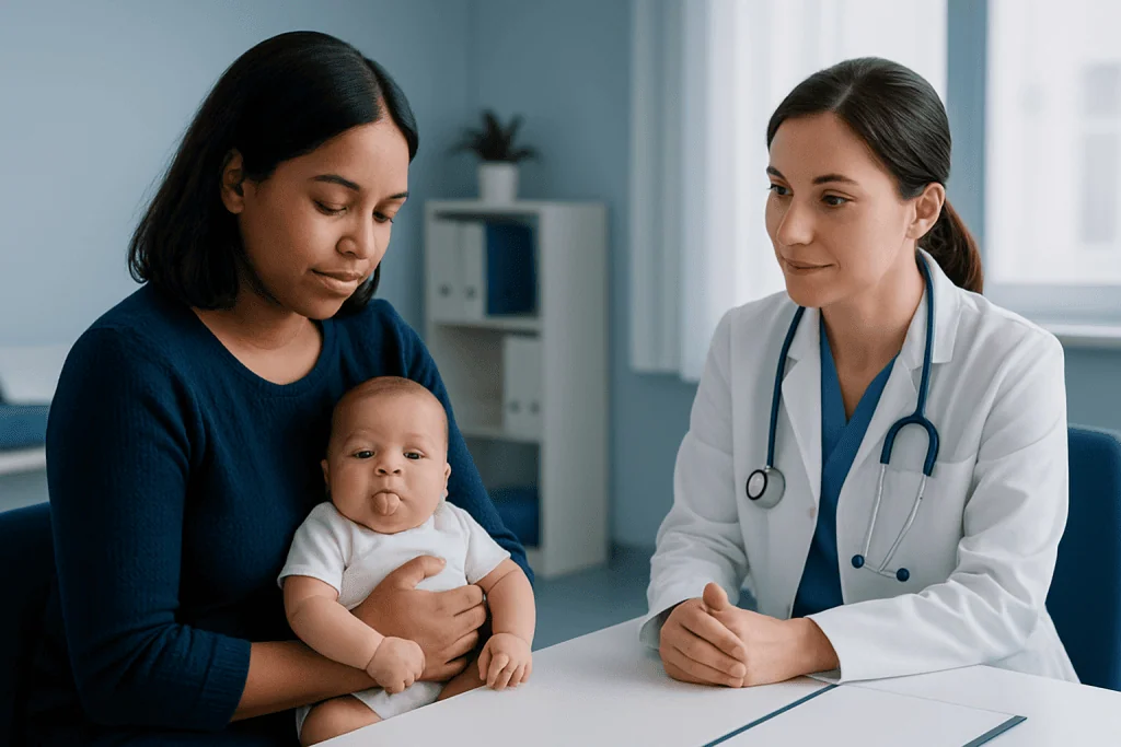 Signs that may suggest a feeding or mouth issue — newborn sticking tongue out