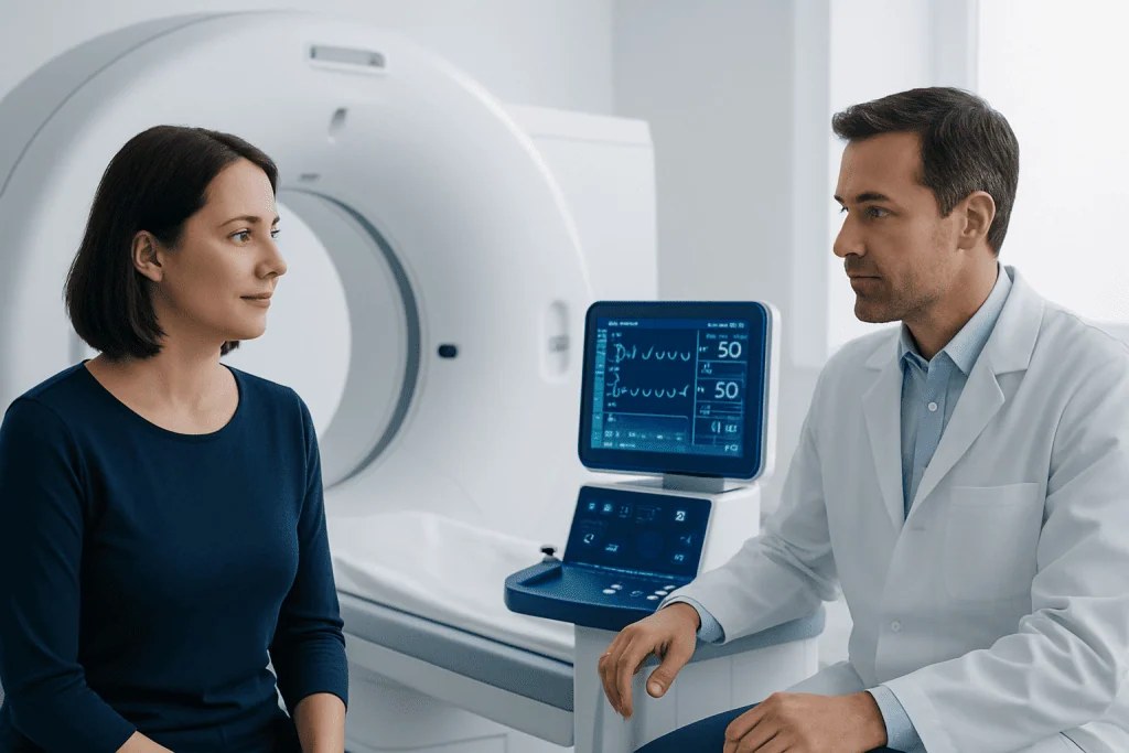 Medical consultation before imaging at Acibadem Hospital in Turkey.