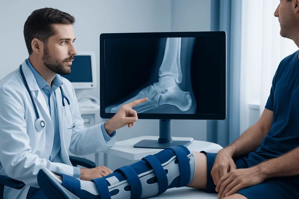 Symptoms and how it differs from a sprain — trimalleolar fracture