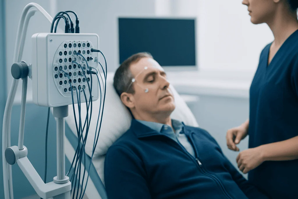 Patient undergoing neurological testing at Acibadem Hospital.