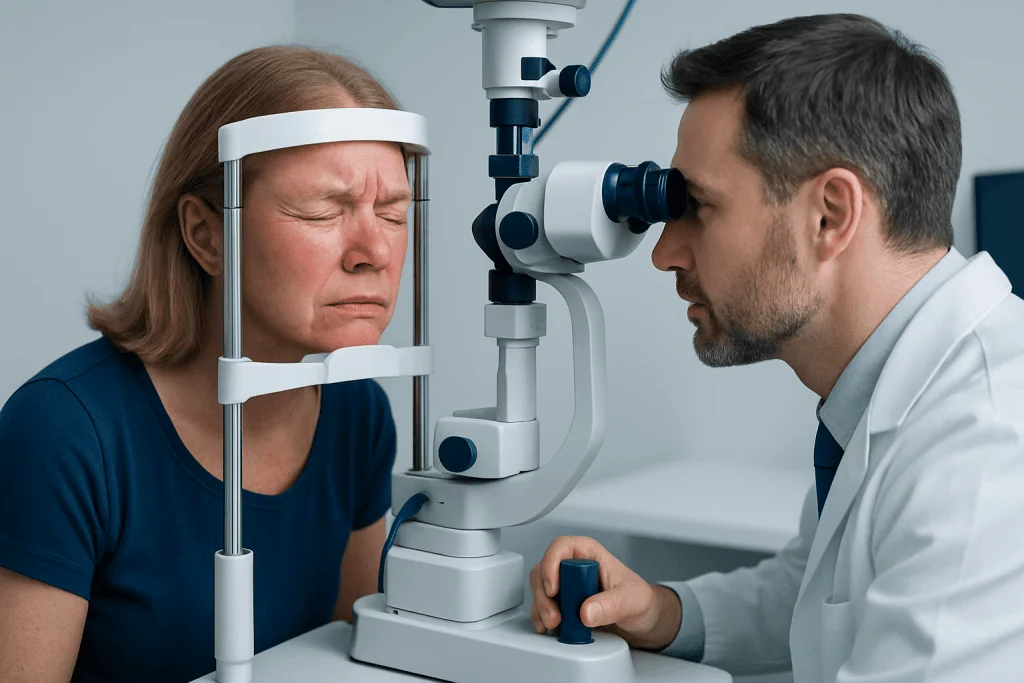 Symptoms and how they usually feel — sunburned eyes
