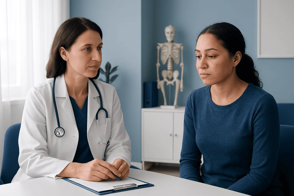 Doctor consulting with a patient in a medical office at Acibadem Hospitals Group.