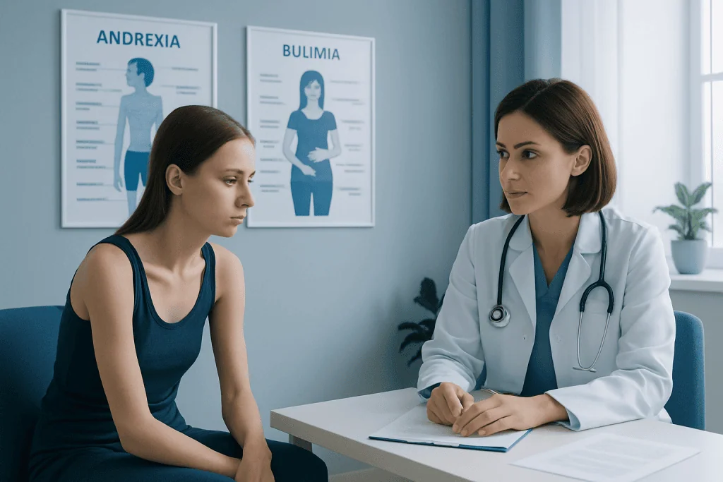 Symptoms and physical signs of each disorder — anorexia vs bulimia
